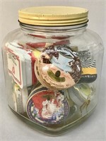 Large vintage jar filled with tins of mints/pastid