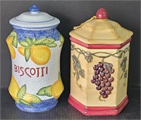 (AB) Two Handmade For Nonni's Cookie Jars: Lemon