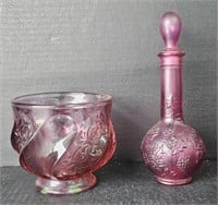 (AB) Vintage Fenton, Paisley Pink Swirl Candy