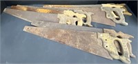 (AE) Assortment of old hand saws, 29 in., Bidding