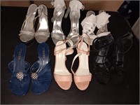 6 pair of women's size 8 shoes heels.