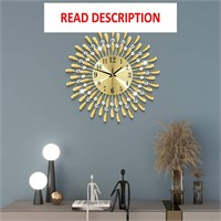 $50  15 Gold Crystal Wall Clock  Battery Operated