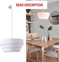 $58  White Pendant Light  3-Tier Linen Shade