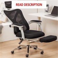 Office Chair with Foot Rest  White Frame (Black)