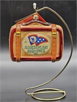 Retro American Airlines Suitcase Ornament on Stand