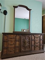 Mid Century Baroque Dresser & Mirror