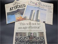 (3) Newspapers Featuring 9/11, (2001)