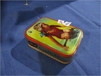 vintage tin with camel playing cards.