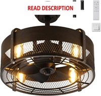$136  20 Ceiling Fan w/ Light  Remote  Black-Brown
