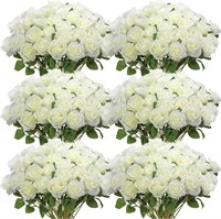 $50  50 Pcs Artificial Silk Roses w/ Stem (White)