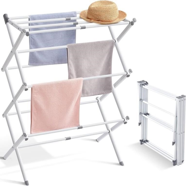 Expandable, Foldable Clothes Drying Rack, 3-tier