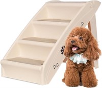 Folding Plastic Pet Stairs, 4 Steps, NonSlip, NOTE