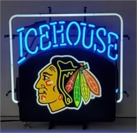 (QQ) Ice House Chicago Blackhawks Neon Sign, 2