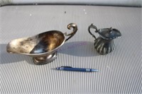 Silver Plated Gravey Boat & Creamer