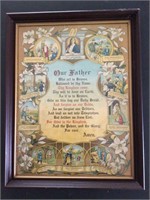 Antique Framed Print "Lords Prayer" 13.5" x 17.5"