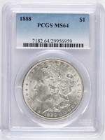 1888 US MORGAN SILVER $1 DOLLAR COIN