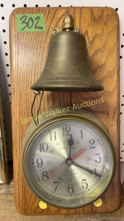 Brass Ships Time Courts Bell Clock. Mounted On