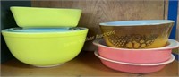 Pyrex Nesting Mixing Bowls, Loaf Pan, Pink
