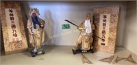 2 Wooden Chinese Warrior Sculptures. Up To 10.5"