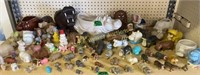 Shelf Lot Hippo Figurines. Planter, Leather