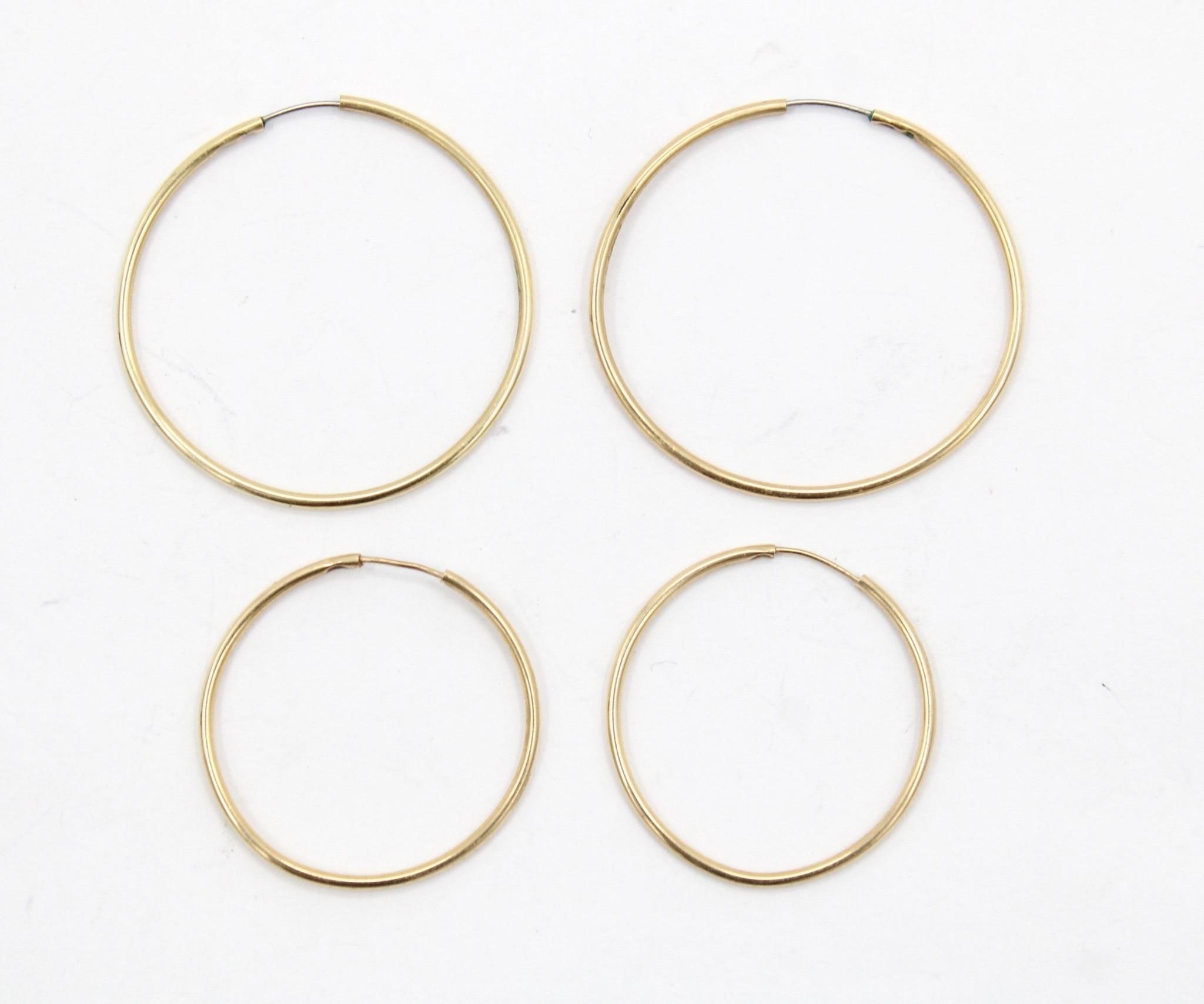 (2) Tested 14K Gold Hoop Earrings