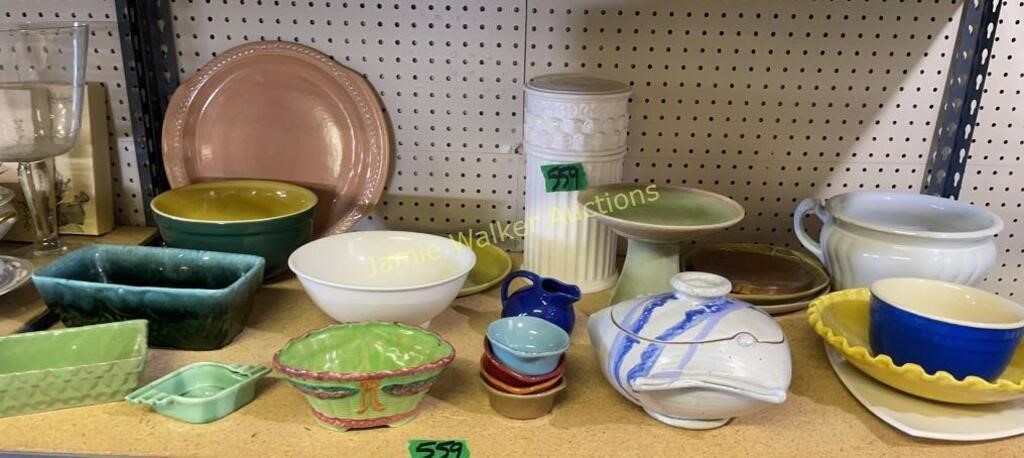 Shelf Lot Artisan Crafted Pottery Vessels, Crate