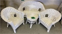 Wicker Loveseat Chairs Table. American Doll Size