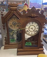 2 Victorian Gingerbread Kitchen Clocks. Ansonia