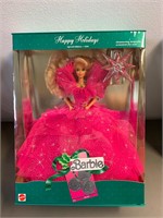 NIB Happy Holidays Barbie 1990 Pink Dress