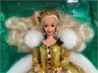 NIB Happy Holidays Barbie 1994 Christmas Gold