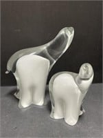 Vintage Art Glass Polar Bears by EM Art Crystal