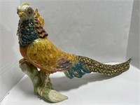 Large Colourful Porcelain Pheasant Figurine -