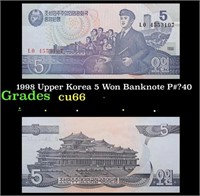 1998 Upper Korea 5 Won Banknote P#?40 Grades Gem+