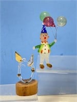 Murano Glass Clown 4 " with Glass Hummingbird 3 "