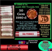 THIS AUCTION ONLY! BU Shotgun Lincoln 1c roll, 198