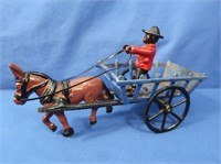 Antique Horse & Wagon, Cast Iron Person Figure