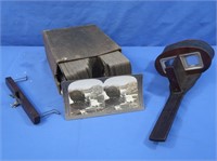 Antique Stereoscope w/approx 90 Cards (WWI Era)
