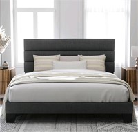 King Bed Frame Platform Bed with Fabric