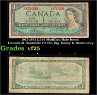 1972-1973 (1954 Modified Hair Issue) Canada $1 Ban
