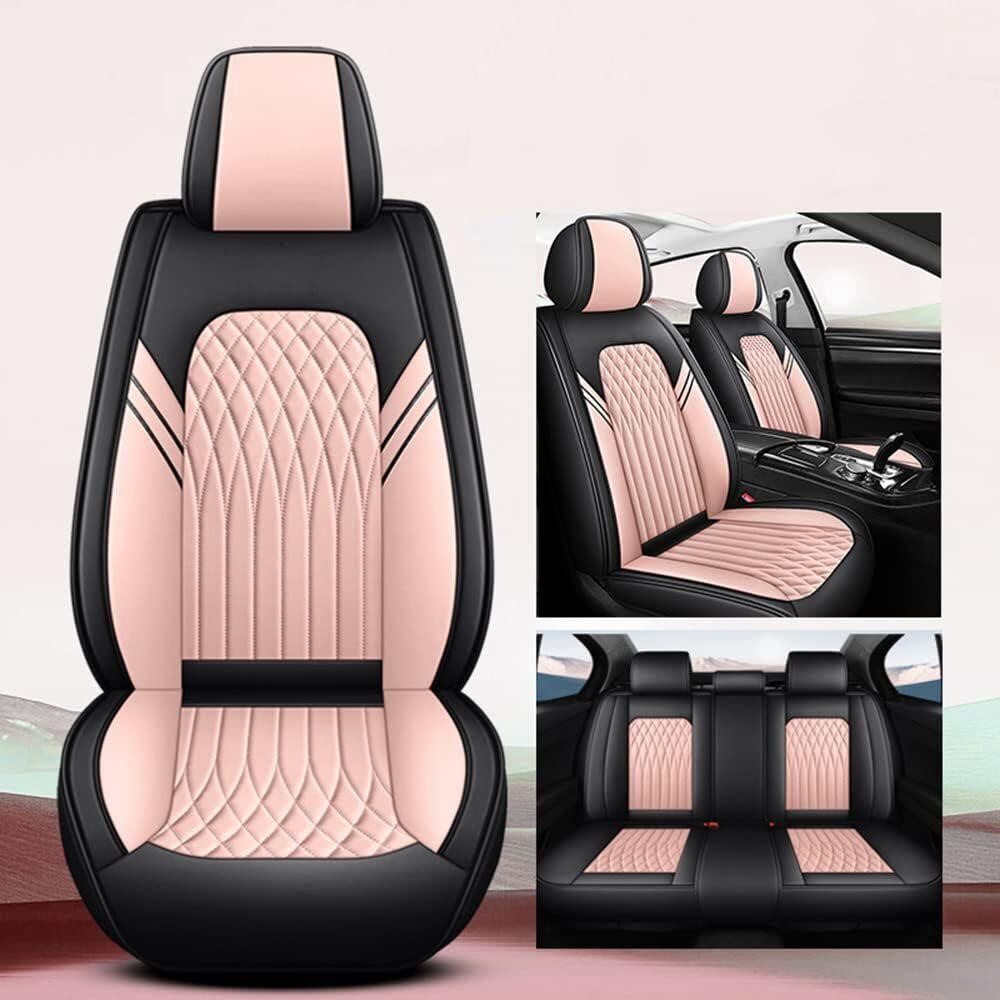 SanQing Leather Car Seat Covers Set Pink/Black