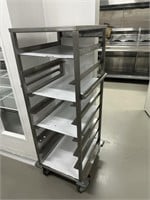 S/S Single Bay 5 Tiered Mobile Storage Rack