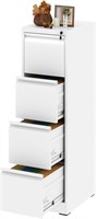4 Drawer File Cabinet  Lock  White  A4/Legal