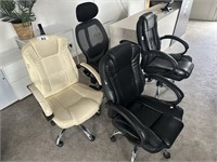 4 Vinyl Swivel Base Executive Office Arm Chairs