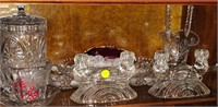 Clear Glass Lot incl Candle Holders