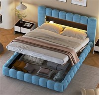 Queen Upholstered Platform Bed with LED