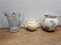 Vintage Glass Pitcher + Tea Pot + Laura Ashley Jug