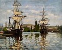 Monet SHIPS RIDING THE SEINE AT ROUEN Lithograph