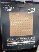 HAMMER AXE WORD CLOCK