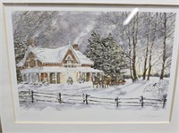 Signed PRINT Winter Sled Scene By Walter Campbell