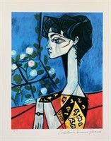 Picasso JACQUELINE ROQUE w/FLOWERS Estate Signed